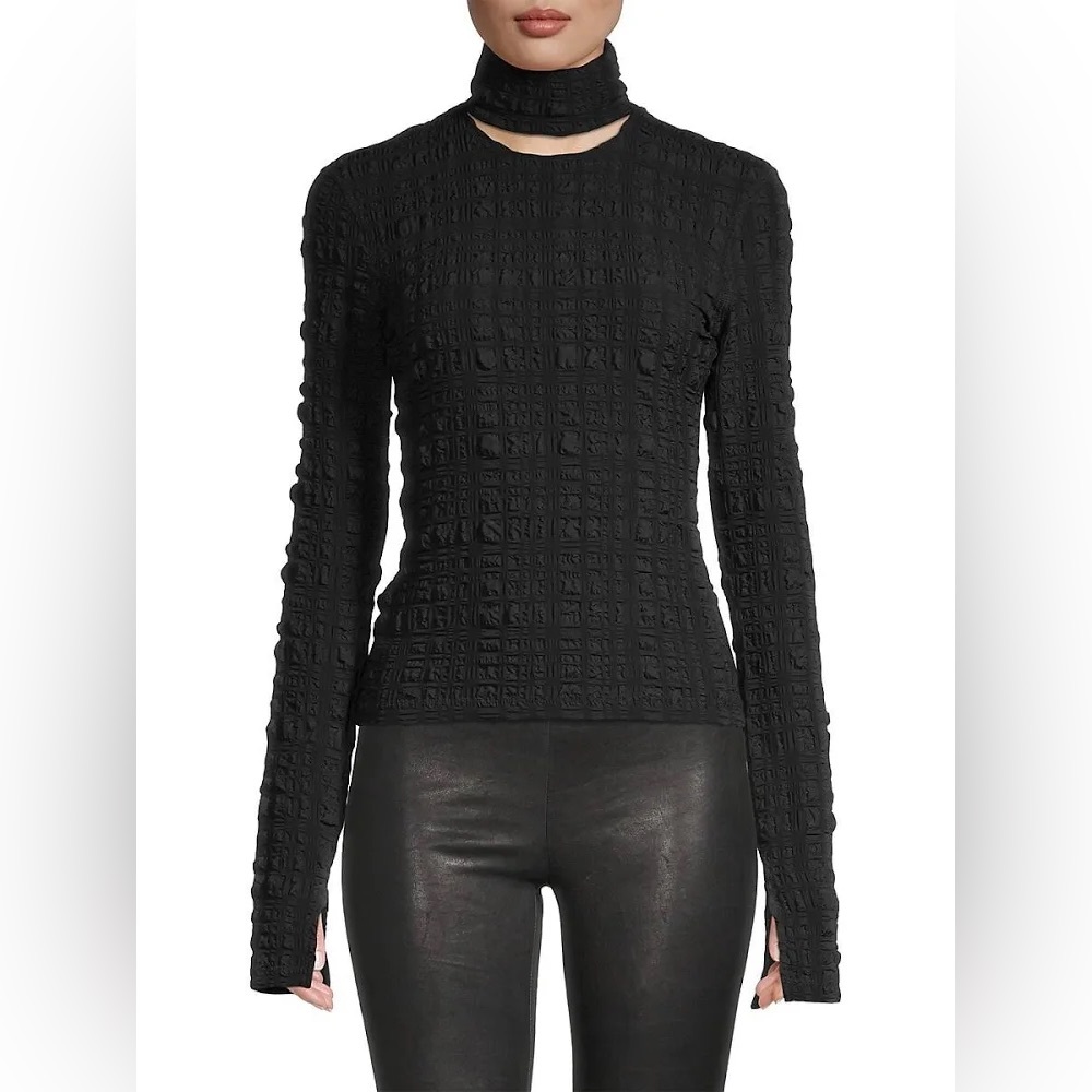 Nanushka Black Textured Cut-out Top